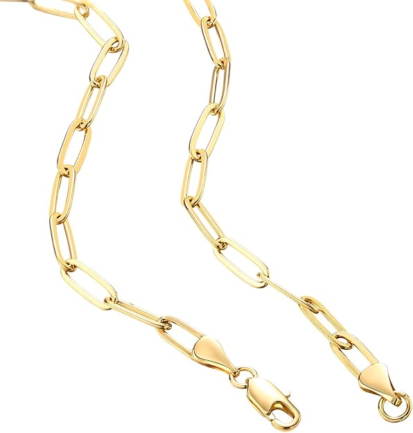 14K Gold Plated Paperclip Chain Necklace