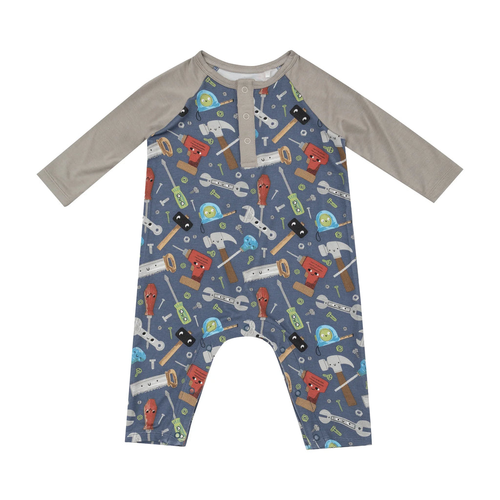 Happy Tool Box - LS Raglan Henley Romper