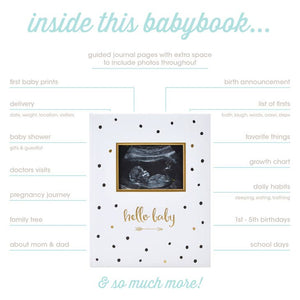 Hello Baby Baby Book, Black & Gold