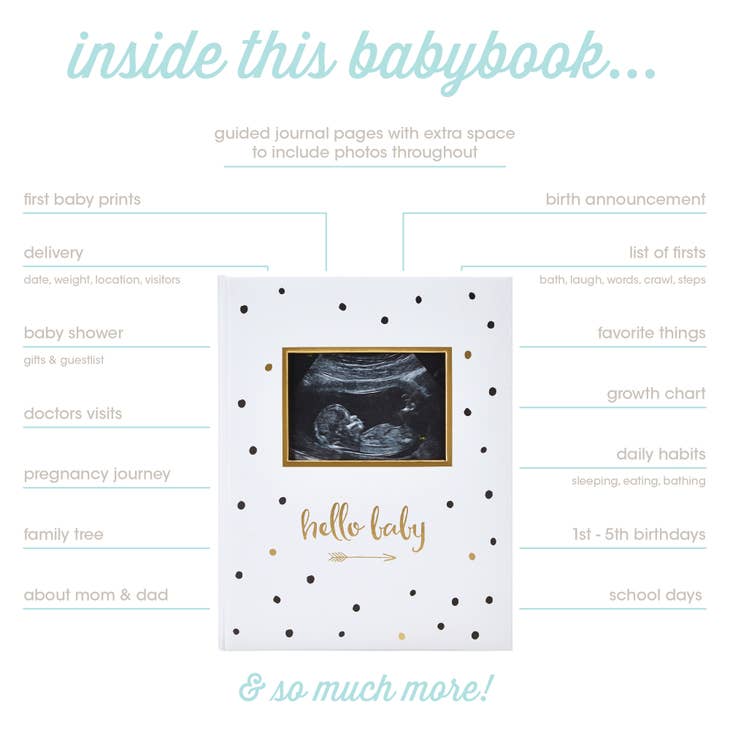 Hello Baby Baby Book, Black & Gold