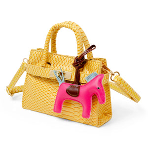 Vivid Crocodile Pony Handbag - Yellow