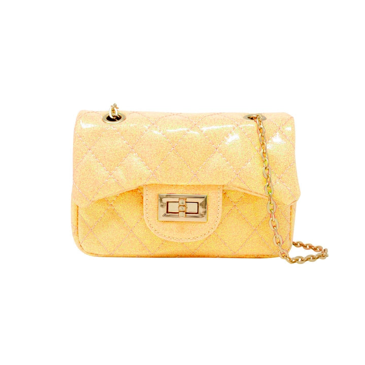 Yellow Sparkle Classic Quilted Mini Purse
