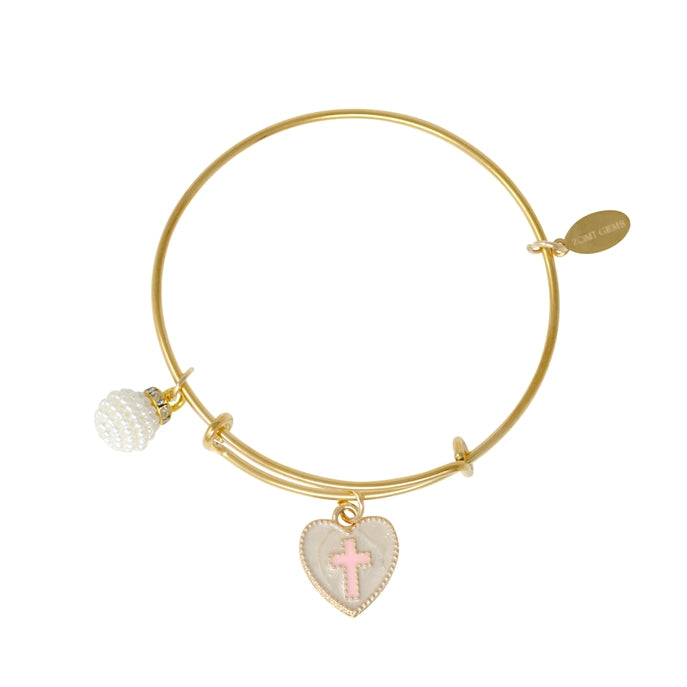 Heart Cross Bangle Bracelet