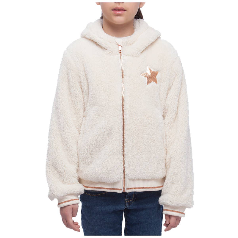 Girls' Teddy Fleece Hooded Sherpa Jacket - Beige