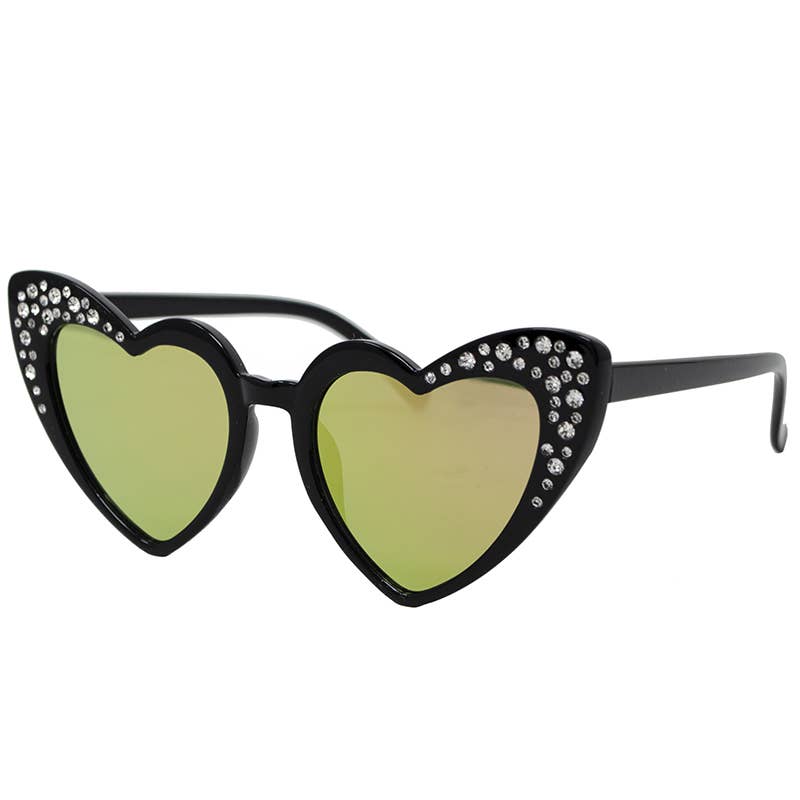 Crystal Heart Sunglasses - Black