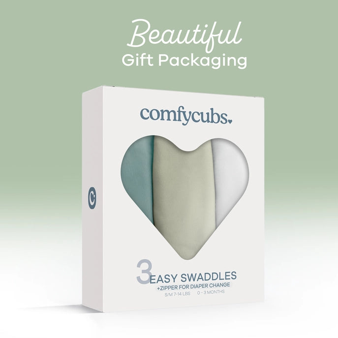 Baby Easy Swaddle Blankets w/ Zipper - 3 Pack - Stone/Sage/Azul