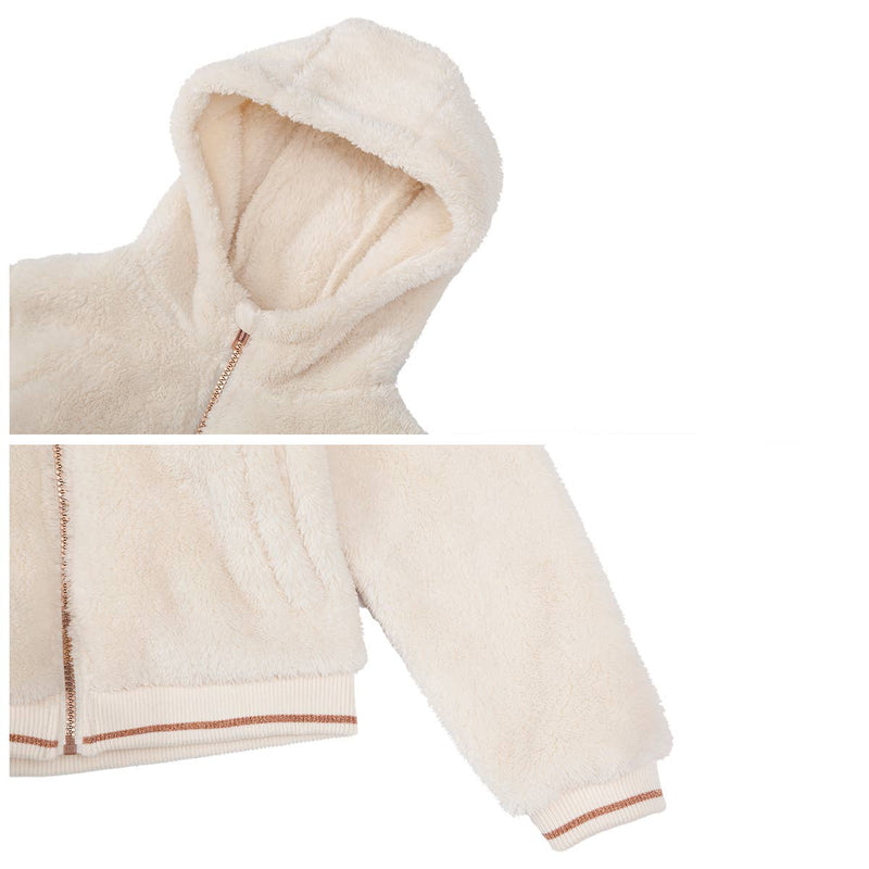 Girls' Teddy Fleece Hooded Sherpa Jacket - Beige