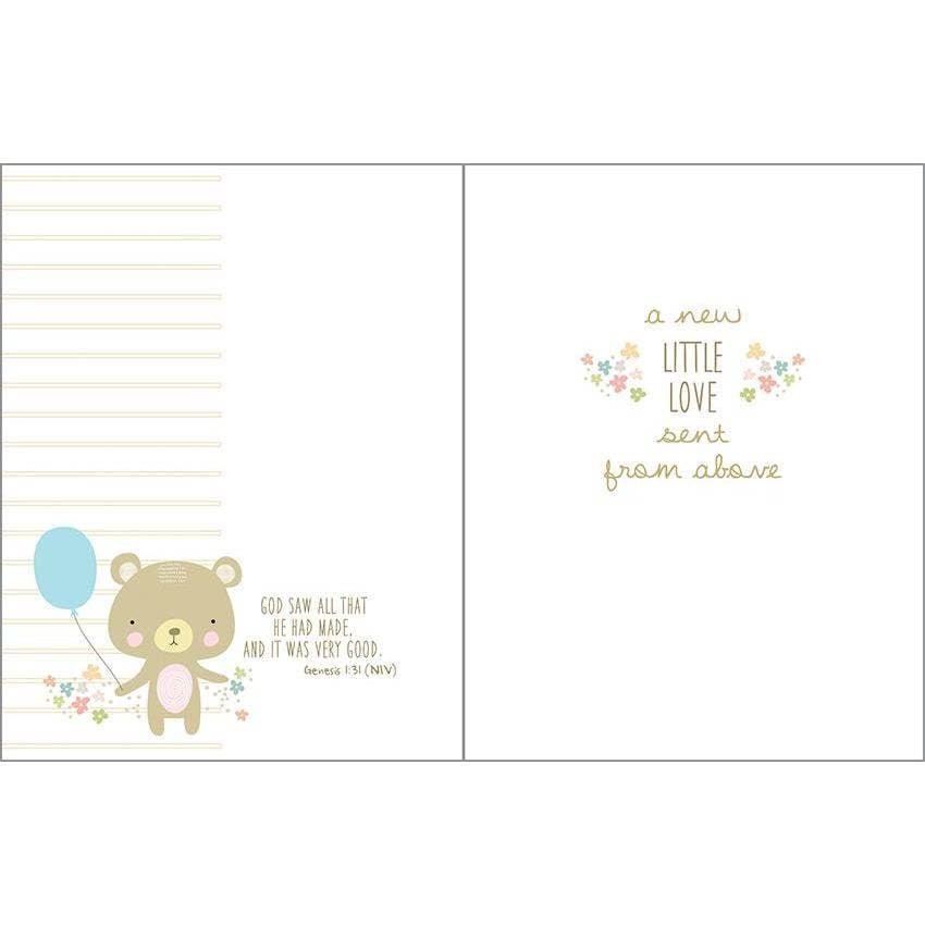 With Scripture Baby Greeting Card - Bear with Balloon