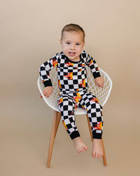 Bamboo Two Piece Set - Checker Blaze