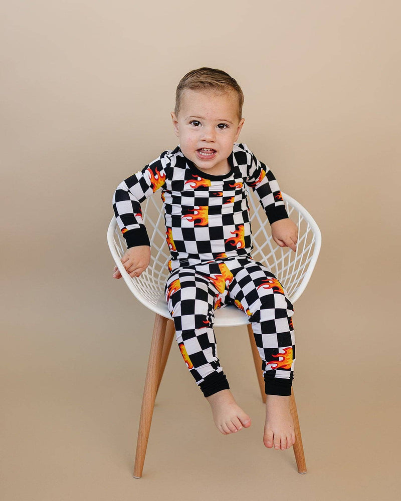 Bamboo Two Piece Set - Checker Blaze