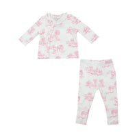 Farm Toile Pink - TMH Set with Roll Over Cuff Pant - Newborn