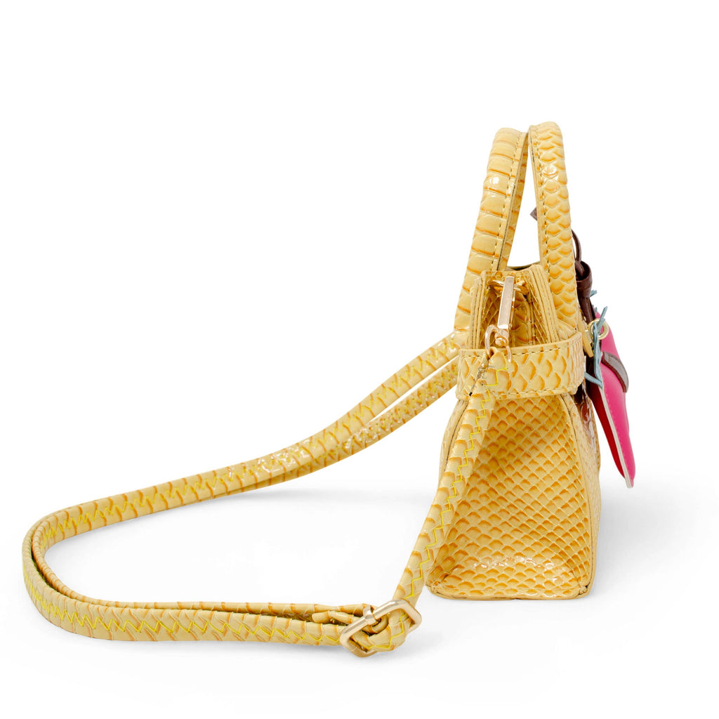 Vivid Crocodile Pony Handbag - Yellow