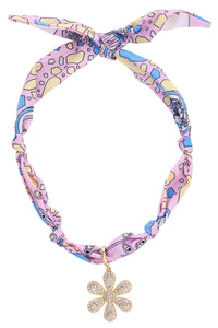 Scarlett Pave Daisy Scarf Necklace in Light Pink/Light Blue