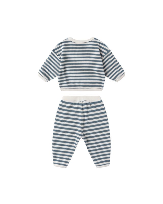 Waffle Slouch Set - Ocean Stripe