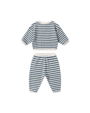 Waffle Slouch Set - Ocean Stripe