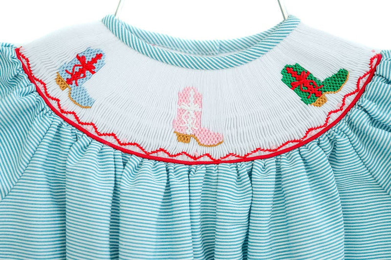 Holiday Boots Smocked Helen Dress