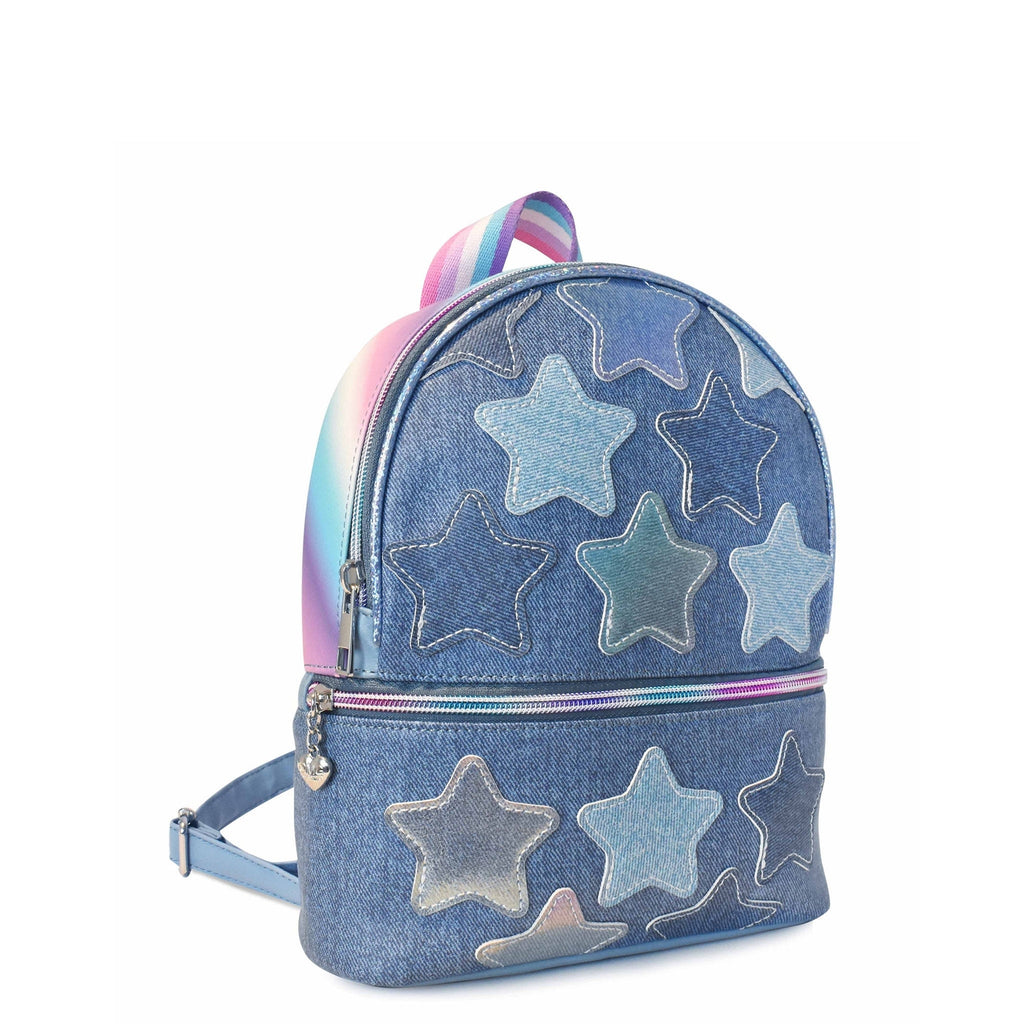 Star-Patched Denim Mini Backpack