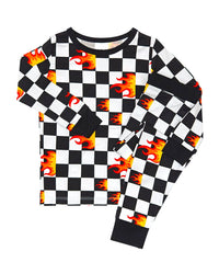 Bamboo Two Piece Set - Checker Blaze