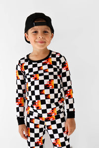 Bamboo Two Piece Set - Checker Blaze