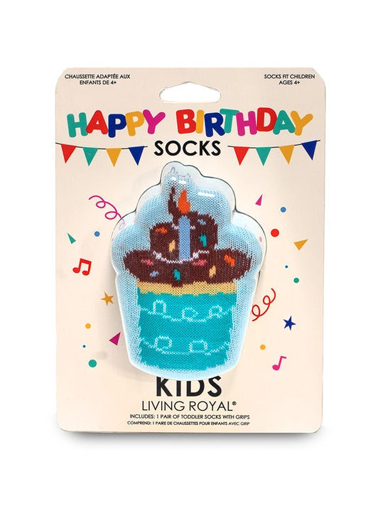 3D Packaged Crew Socks - Kids - Birthday Cupcake - Blue