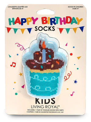 3D Packaged Crew Socks - Kids - Birthday Cupcake - Blue