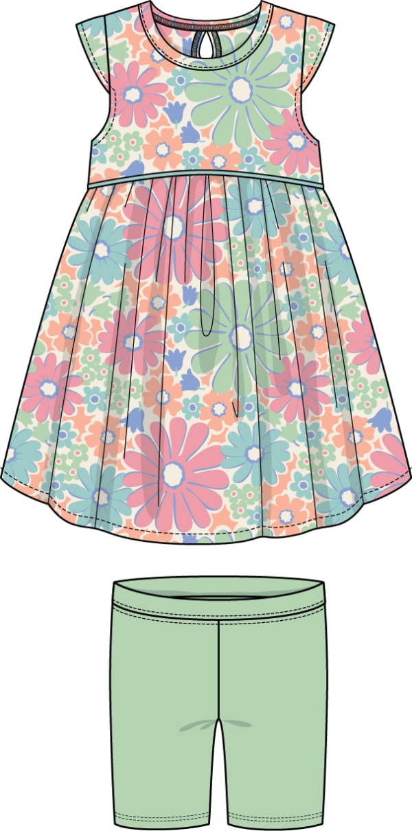 Sorbet Flower Dress with Short Set