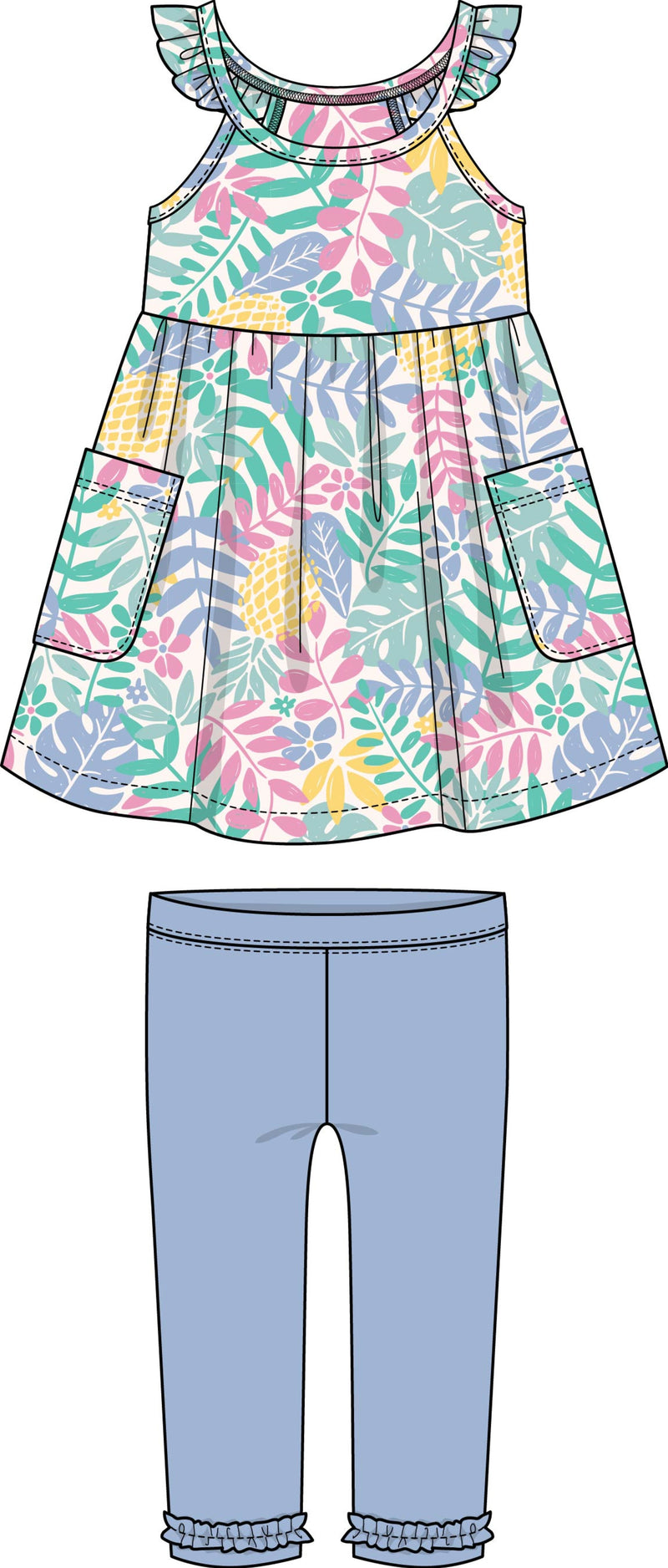 Tropical Print Tunic with Capri