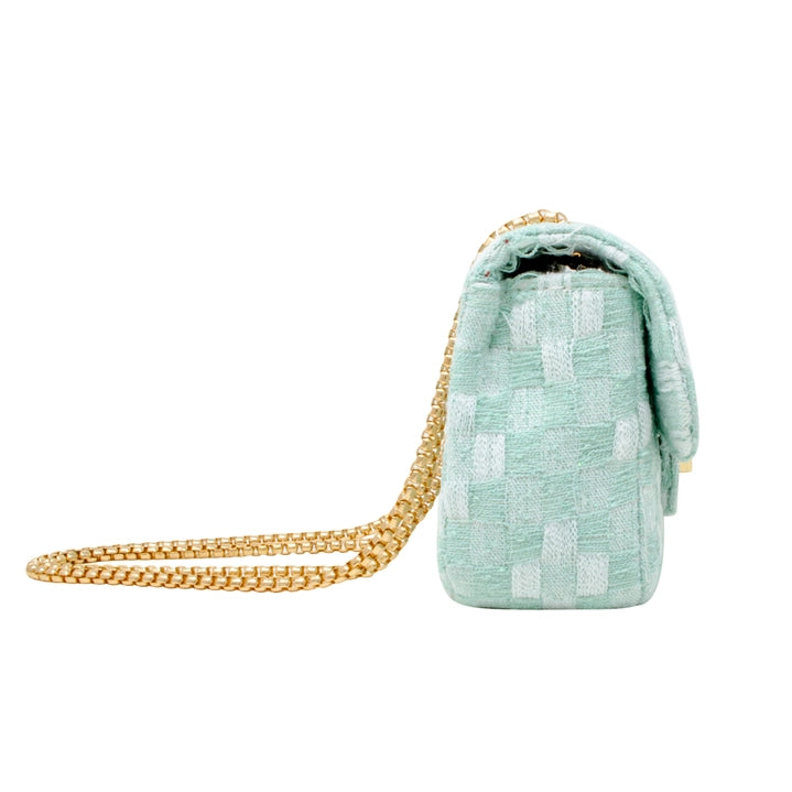 Classic Checkered Tweed Handbag | Green