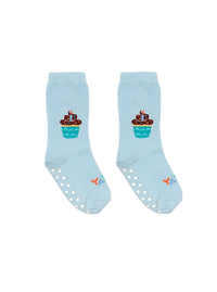 3D Packaged Crew Socks - Kids - Birthday Cupcake - Blue