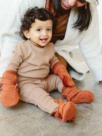 Knit Cotton Baby Stay-On Boots | Clay