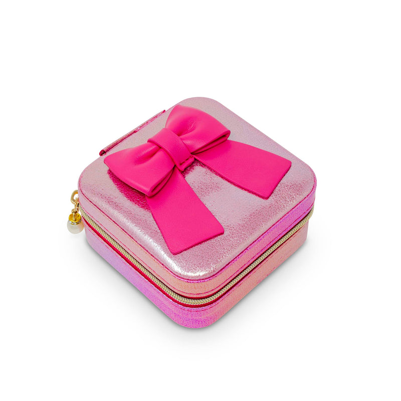 Shiny Jumbo Bow Jewelry Box - Hot Pink