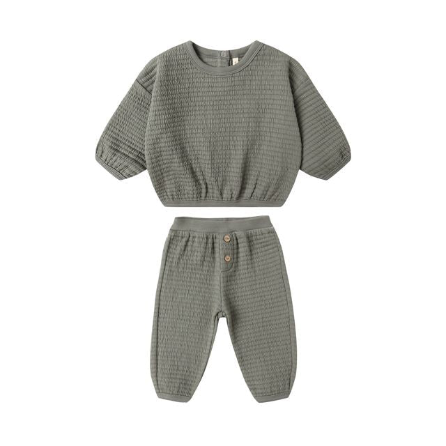 Textured Sweat Set - Forest