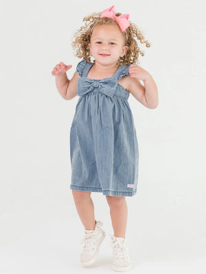 Longhorn Embroidery Lt Denim Bow Dress