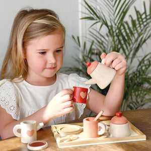 Tea Time Wooden Tray Set