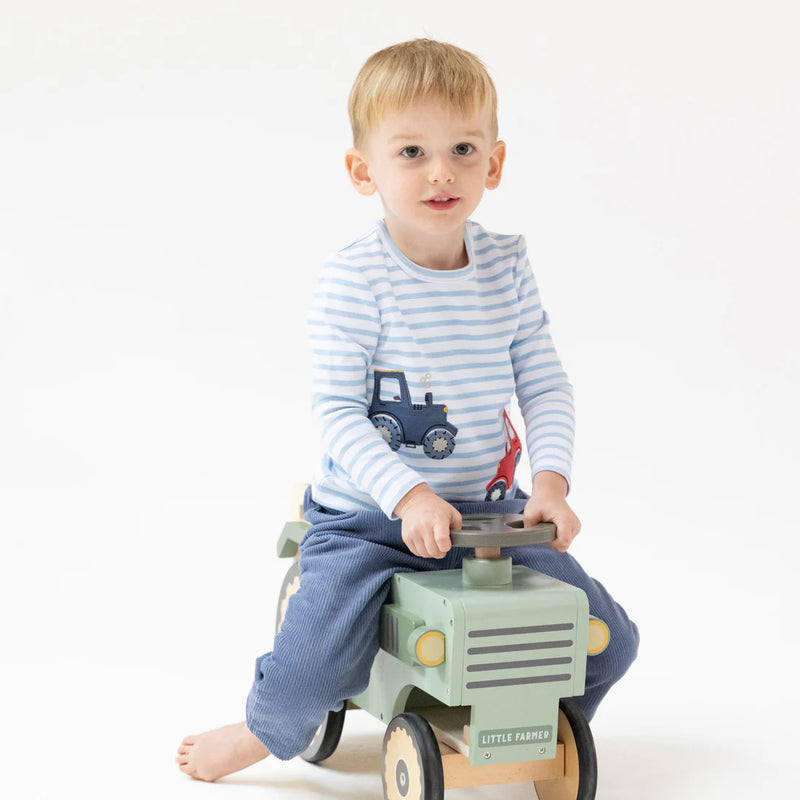 Tractor Applique LS Lt. Blue Stripe Shirt