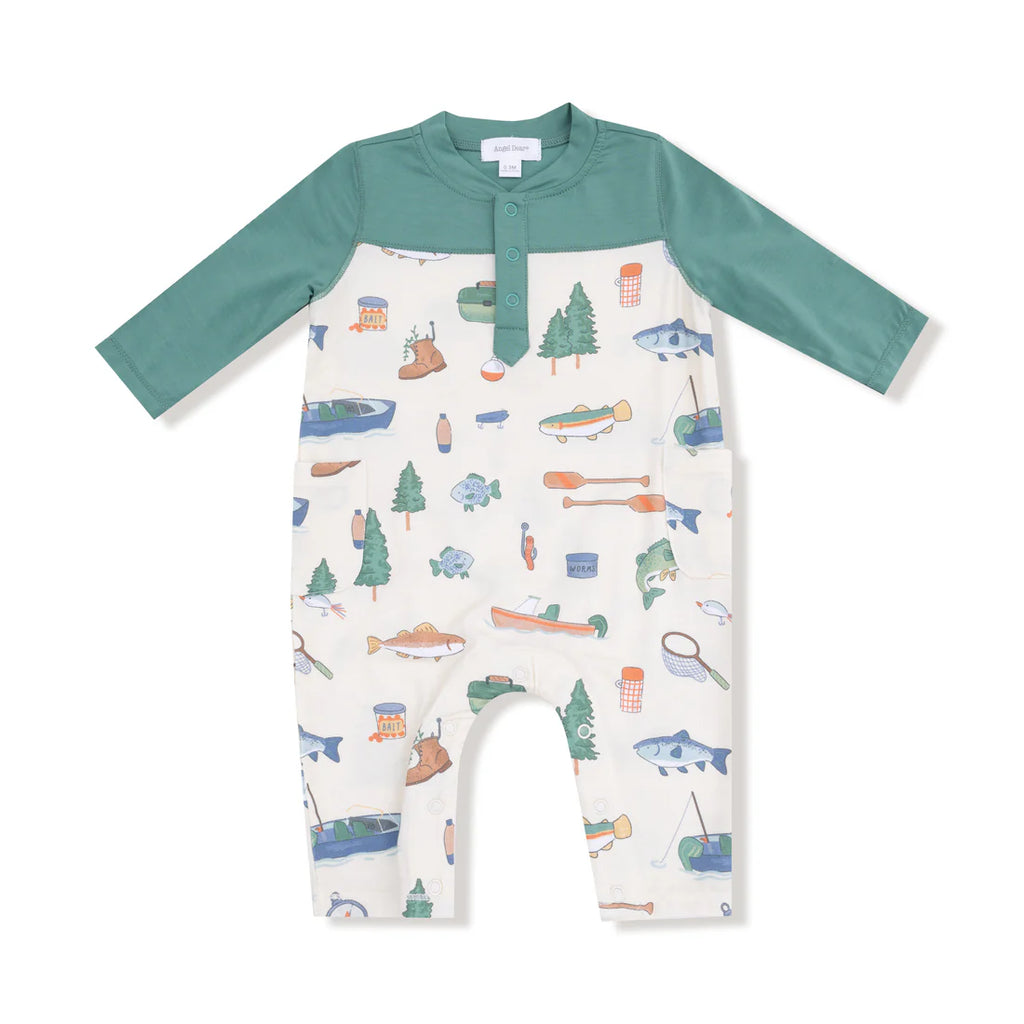 Fishing Things LS Henley Romper
