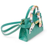 Vivid Crocodile Scarf Handbag - Green