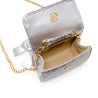 Quilted Pearl Handle Bow Ribbon Handbag- Red