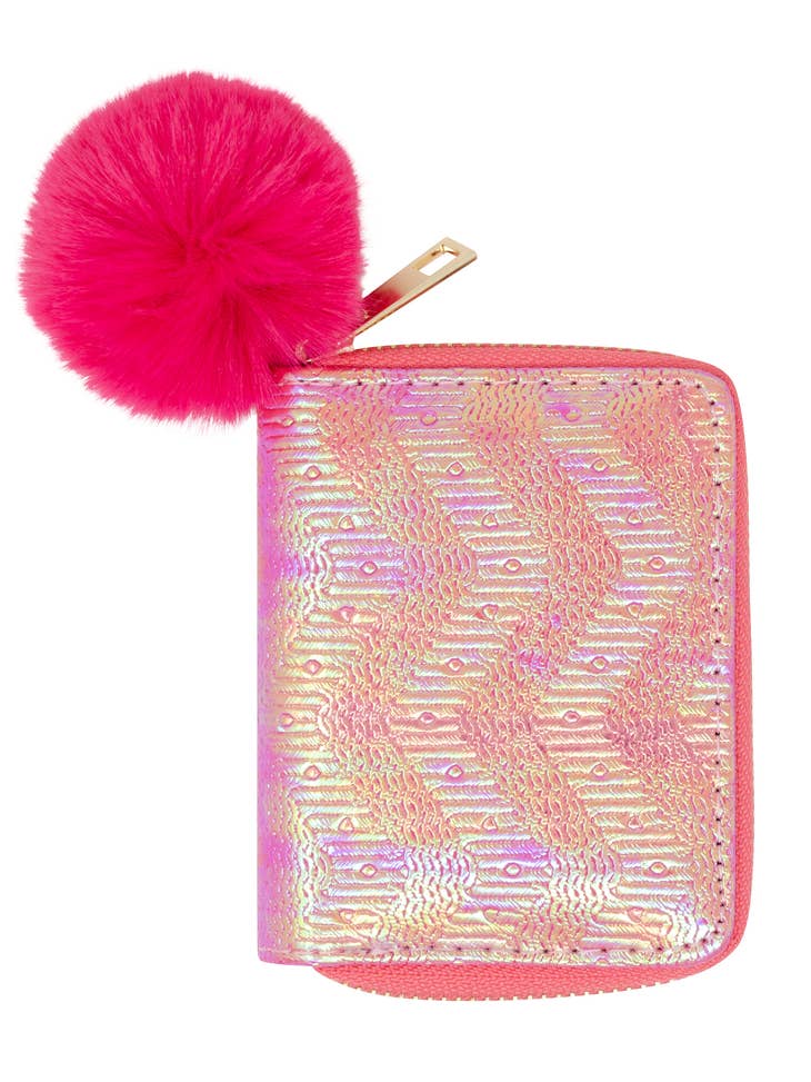 Shiny Wave Wallet | Hot Pink