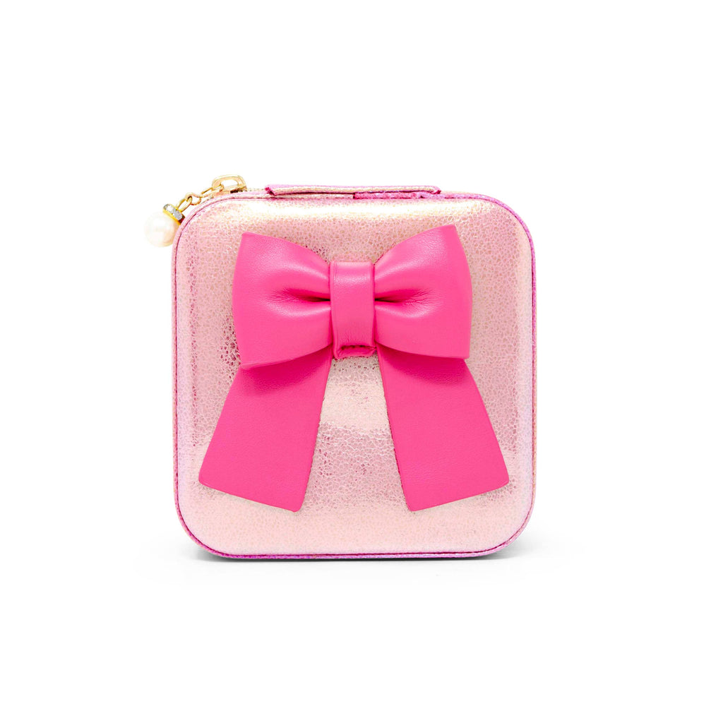 Shiny Jumbo Bow Jewelry Box - Hot Pink
