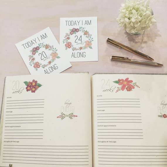 Pregnancy Journal BUMP to BABY Floral Wreath