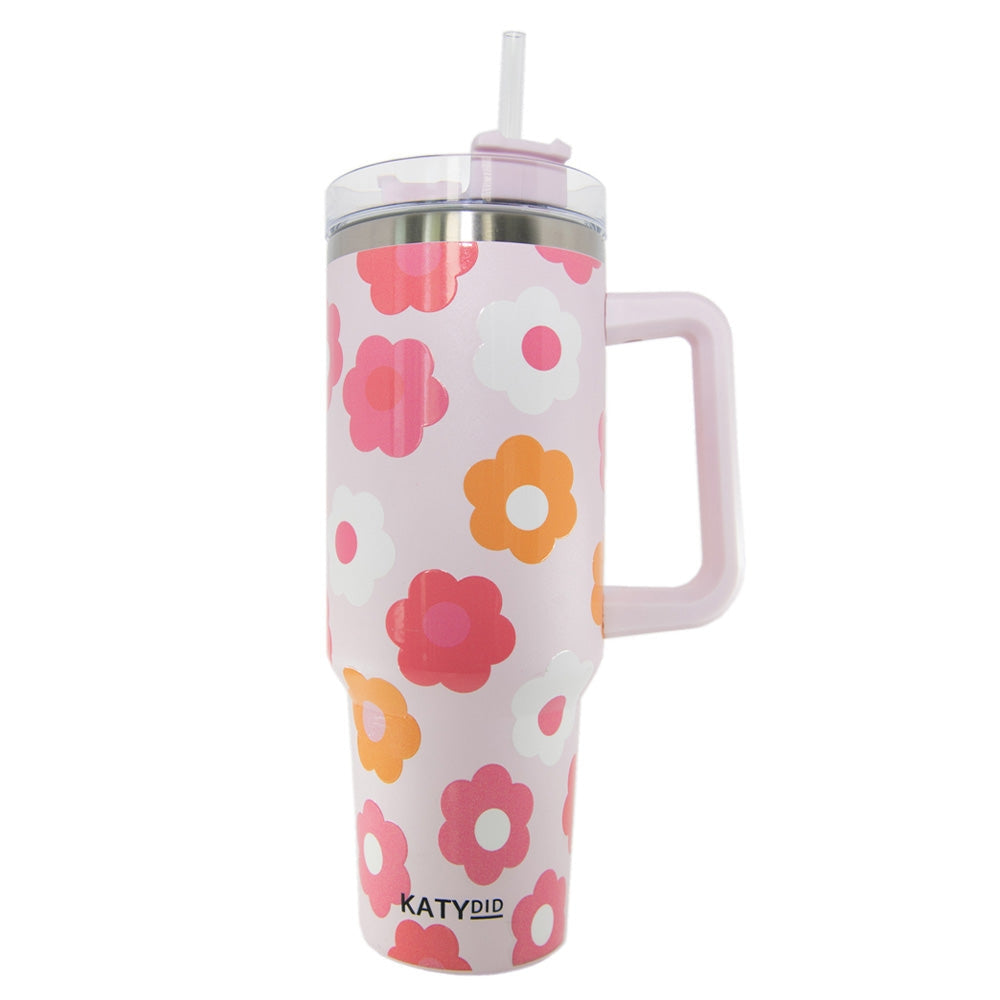 Tumbler Cup with Handle - Groovy Flowers