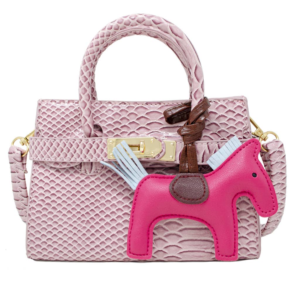 Crocodile Pony Handbag - Pink