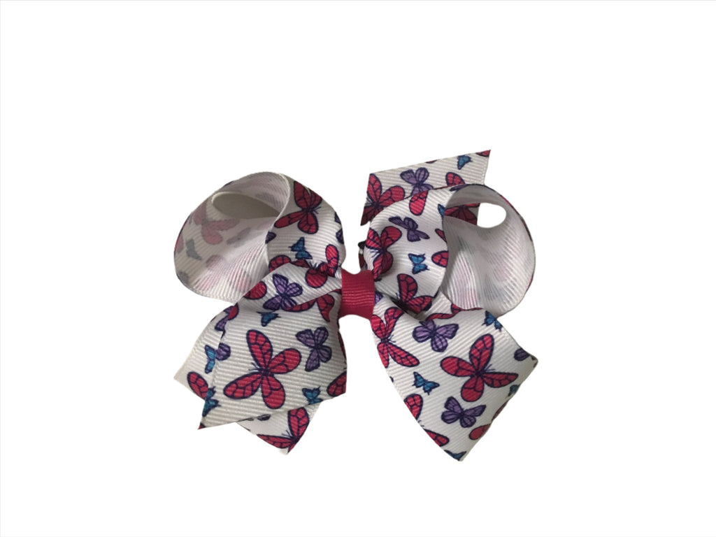 Butterfly Print Grosgrain Hair Bow