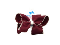 Maroon & White Moonstitch Bow