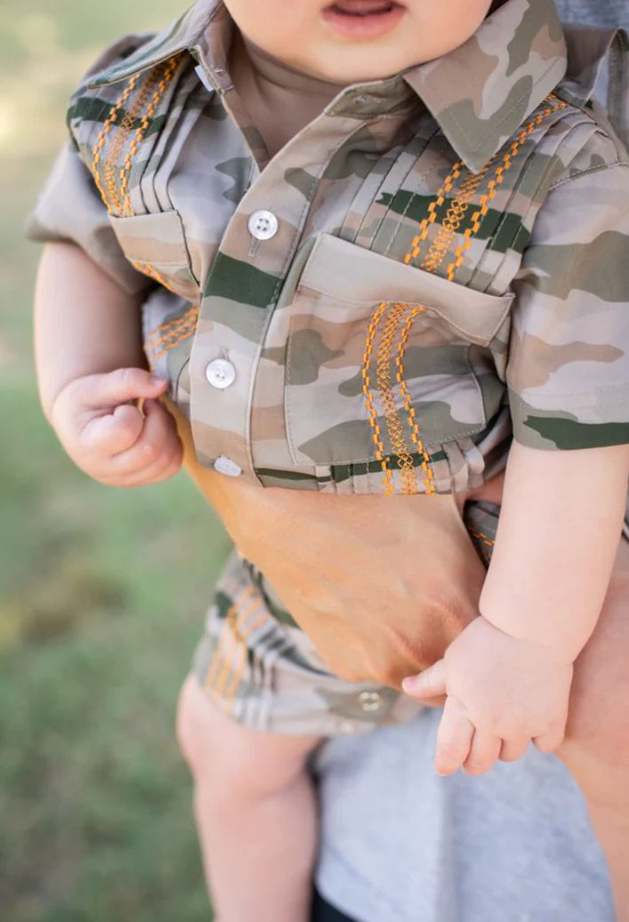 Guayabera - Classic Camo Short Sleeve Romper