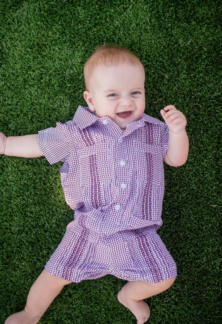 Gameday Maroon Guayabera Romper