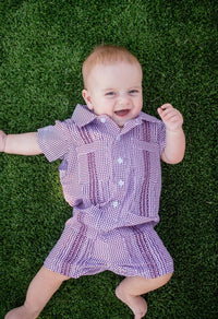 Gameday Maroon Guayabera Romper