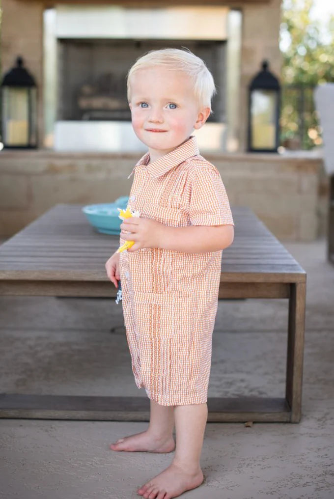 Gameday Burnt Orange Guayabera Romper