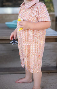 Gameday Burnt Orange Guayabera Romper